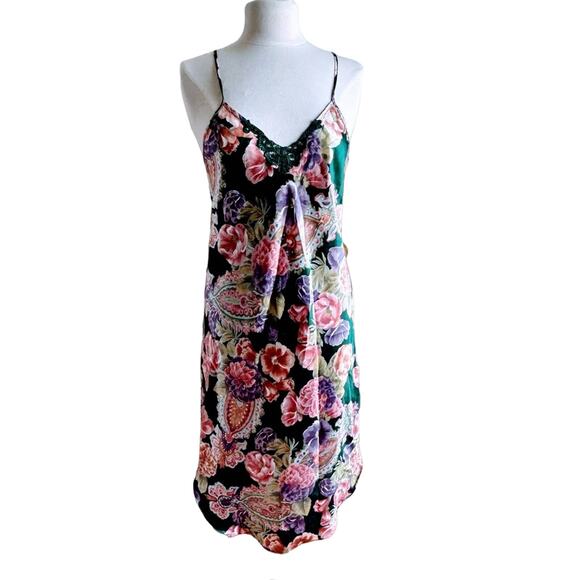 Vintage Green Floral Midi Slip Dress - Picture 1 of 5